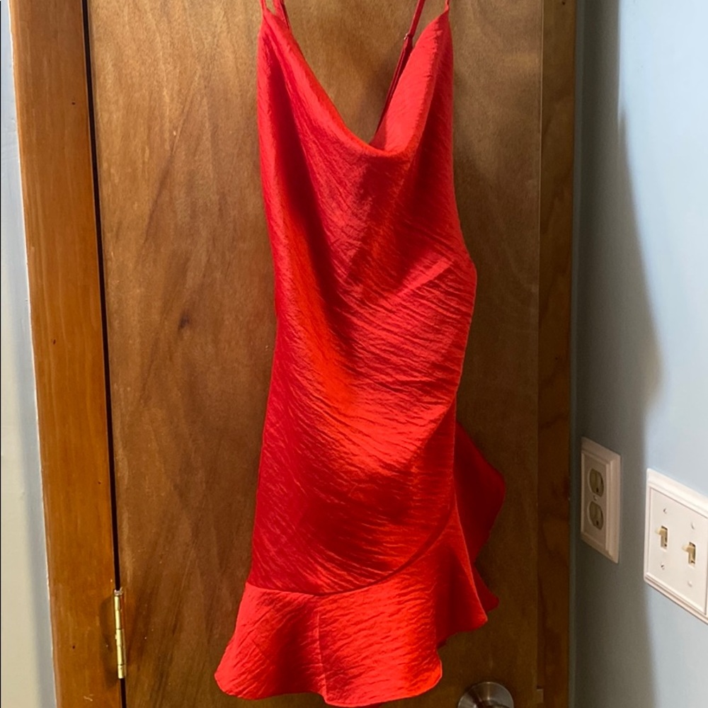 red dress with built in shorts NWT